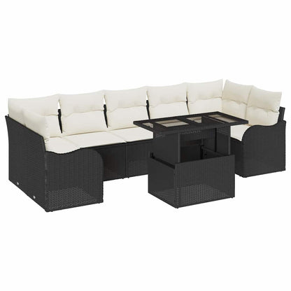 Tuin Sofa Set met kussen 8 pcs Zwart Poly riet