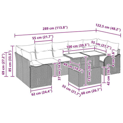 Tuin Sofa Set met kussen 8 pcs Zwart Poly riet