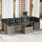 Garden Sofa Set with Cushions 8 pcs Grey Poly Rattan