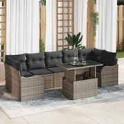 Tuinset poly rattan grijs 8-delig