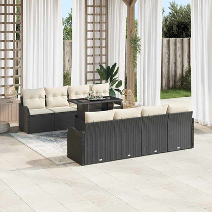 Tuin Sofa Set met kussen 7 pcs Zwart poly rattan
