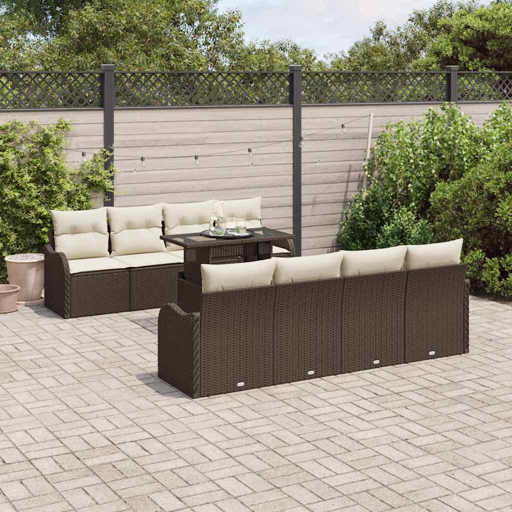Tuin Sofa Set met kussen 7 pcs Bruin poly rattan