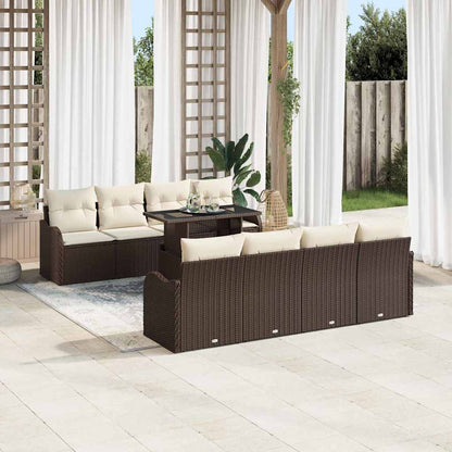 Tuin Sofa Set met kussen 7 pcs Bruin poly rattan