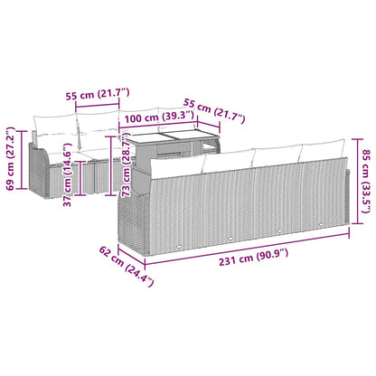 Tuin Sofa Set met kussen 7 pcs Beige en Grijs poly rattan