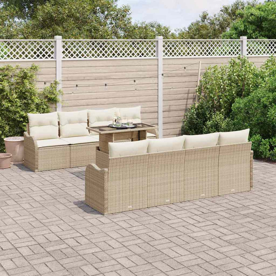 Tuin Sofa Set met kussen 7 pcs Beige poly rattan