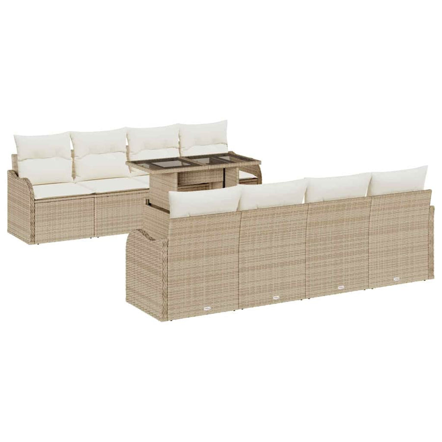 Tuin Sofa Set met kussen 7 pcs Beige poly rattan