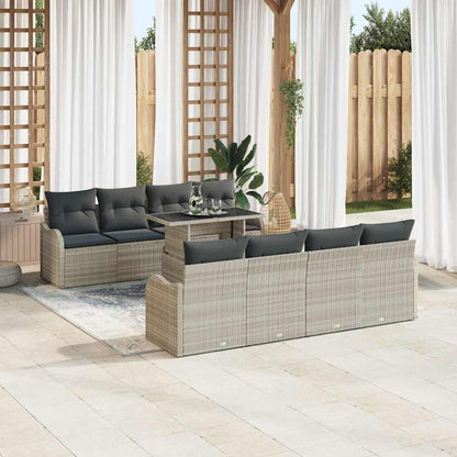 Tuin Sofa Set met kussen 7 pcs Lichtgrijs poly rattan