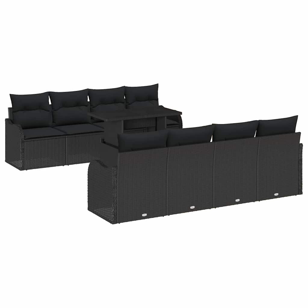 Tuin Sofa Set met kussen 7 pcs Zwart poly rattan