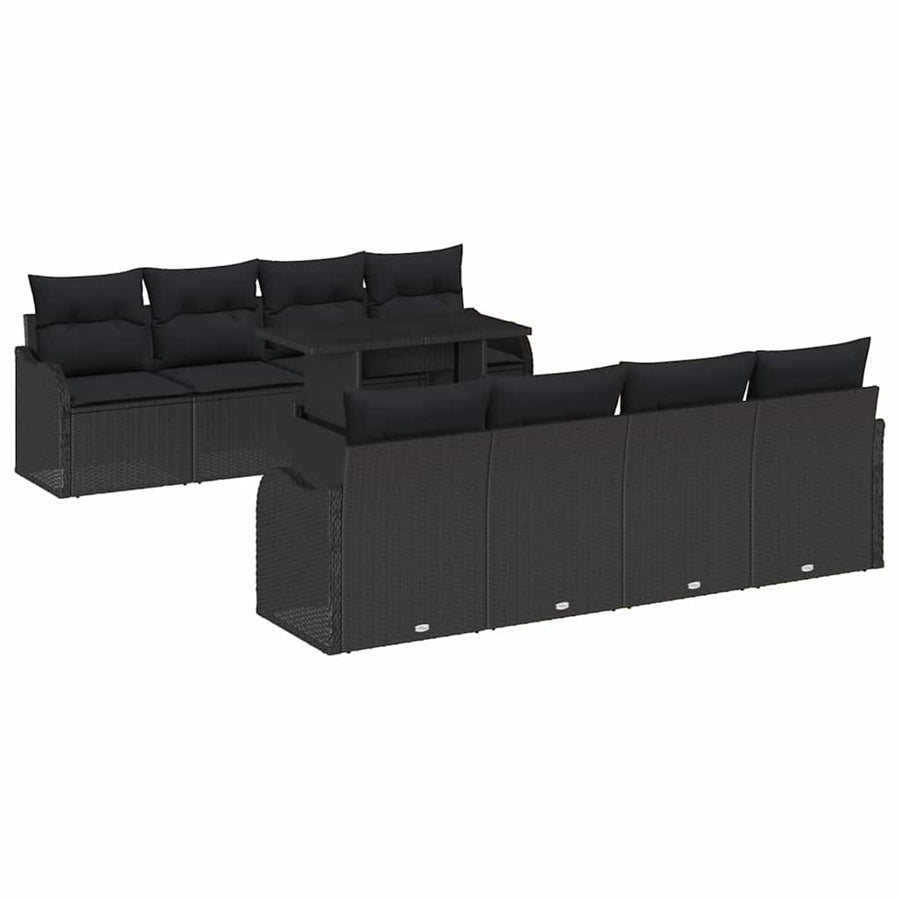 Tuin Sofa Set met kussen 7 pcs Zwart poly rattan