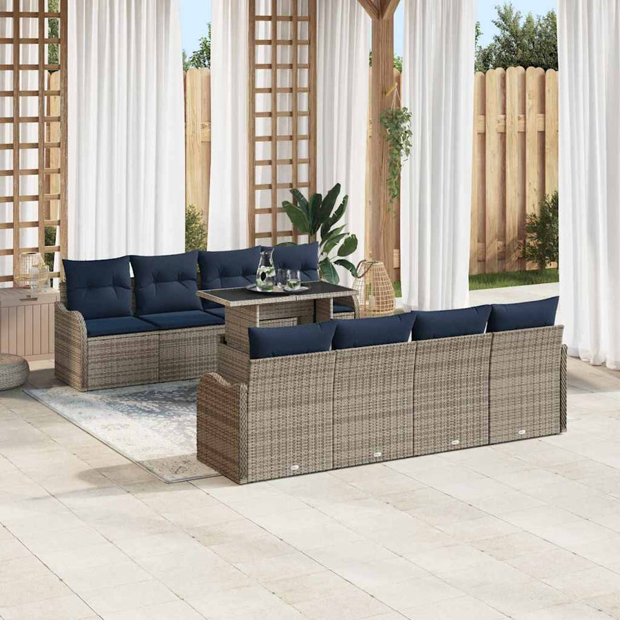Tuin Sofa Set 7 st Grijs poly rattan