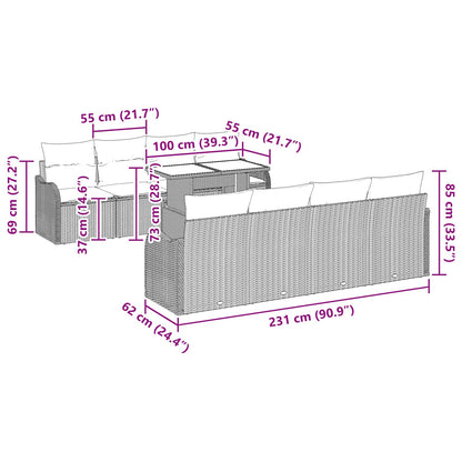 Tuin Sofa Set 7 st Grijs poly rattan