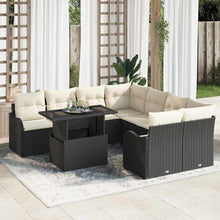 Tuin Sofa Set met kussen 9 pcs Zwart Poly riet