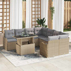 Tuinset poly riet 9-delig beige