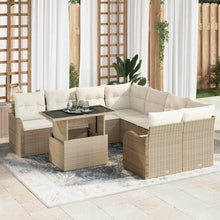 Tuin Sofa Set met kussen 9 pcs Beige Poly riet