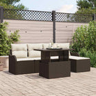 Outdoor Seating Furniture Set with cushion 6 pcs Brown Poly rattan