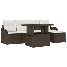 Buiten Zitmeubelset met kussen 6 pcs Bruin Poly riet