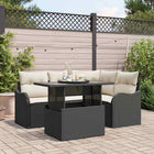 Outdoor Dining Set with Cushion 5 pcs Black Poly rattan