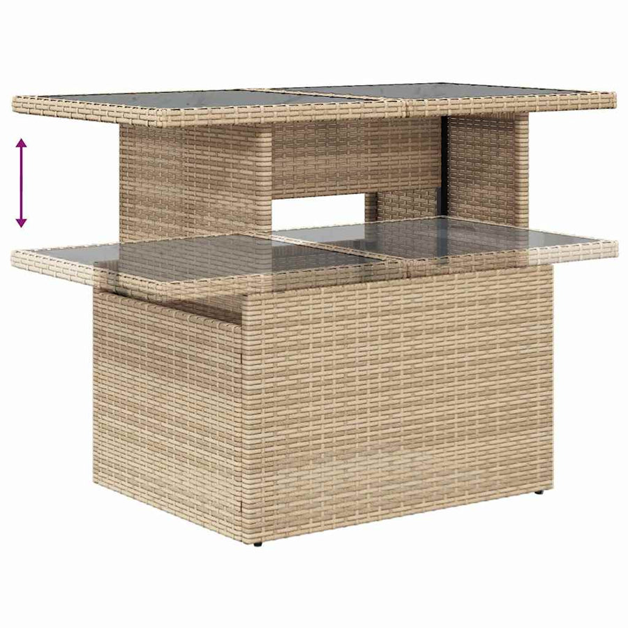 Buiten eetset met kussen 5 pcs Beige Poly riet