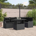 Eetkamerset poly riet 6 personen zwart