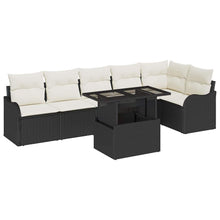 Bankstel met kussen 7 pcs Zwart Poly riet