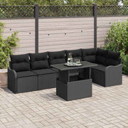Loungeset 7-delig poly rotan zwart