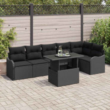 Bankstel met kussen 7 pcs Zwart Poly riet