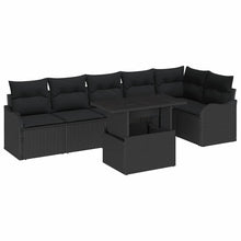 Bankstel met kussen 7 pcs Zwart Poly riet