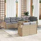 Loungebankset 9 personen poly rotan beige