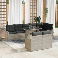 Loungebankset met kussen 9 pcs Lichtgrijs Poly riet