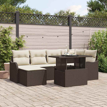 Tuin Sofa Set met kussen 7 pcs Bruin Poly riet