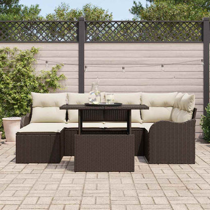 Tuin Sofa Set met kussen 7 pcs Bruin Poly riet