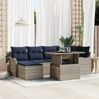 Tuin loungeset 7-delig poly rotan grijs