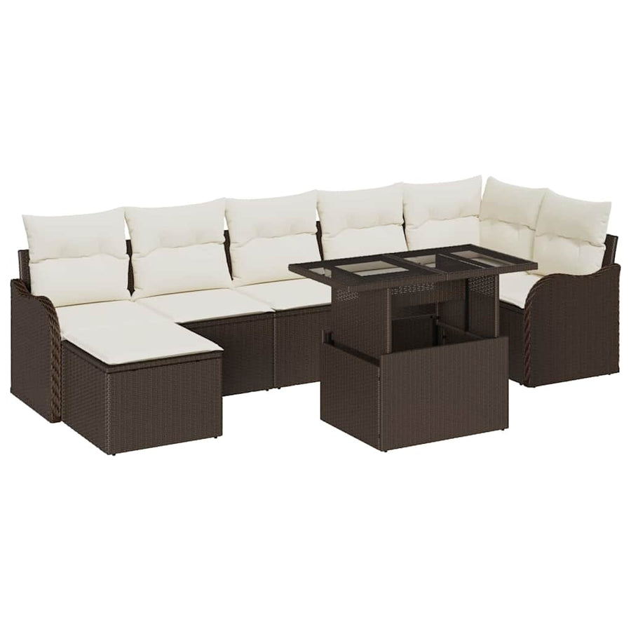 Tuin Sofa Set met kussen 8 pcs Bruin Poly riet