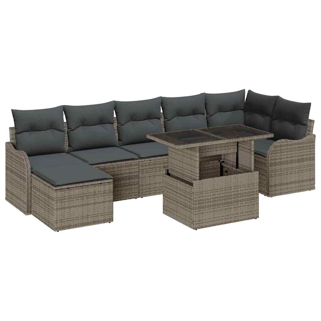 Tuin Sofa Set met kussen 8 pcs Grijs Poly riet