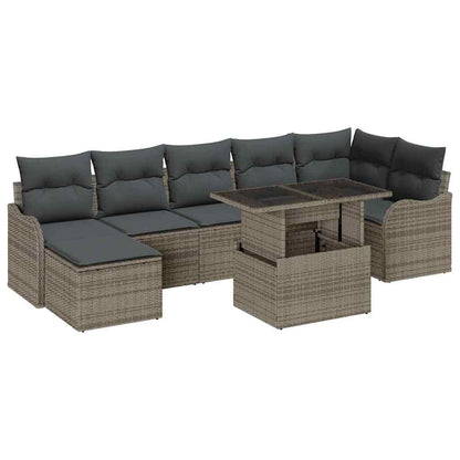 Tuin Sofa Set met kussen 8 pcs Grijs Poly riet