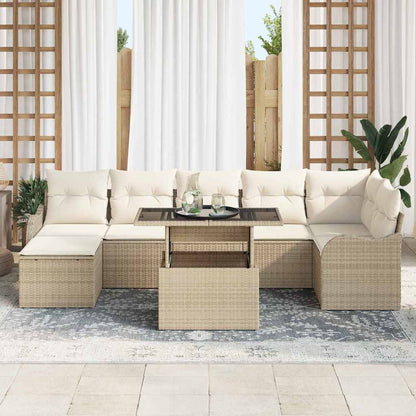 Tuin Sofa Set met kussen 8 pcs Beige Poly riet