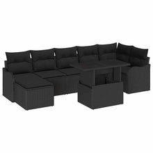 Tuin Sofa Set met kussen 8 pcs Zwart Poly riet