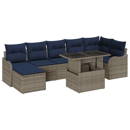 Tuin Sofa Set 8 st Grijs Poly riet