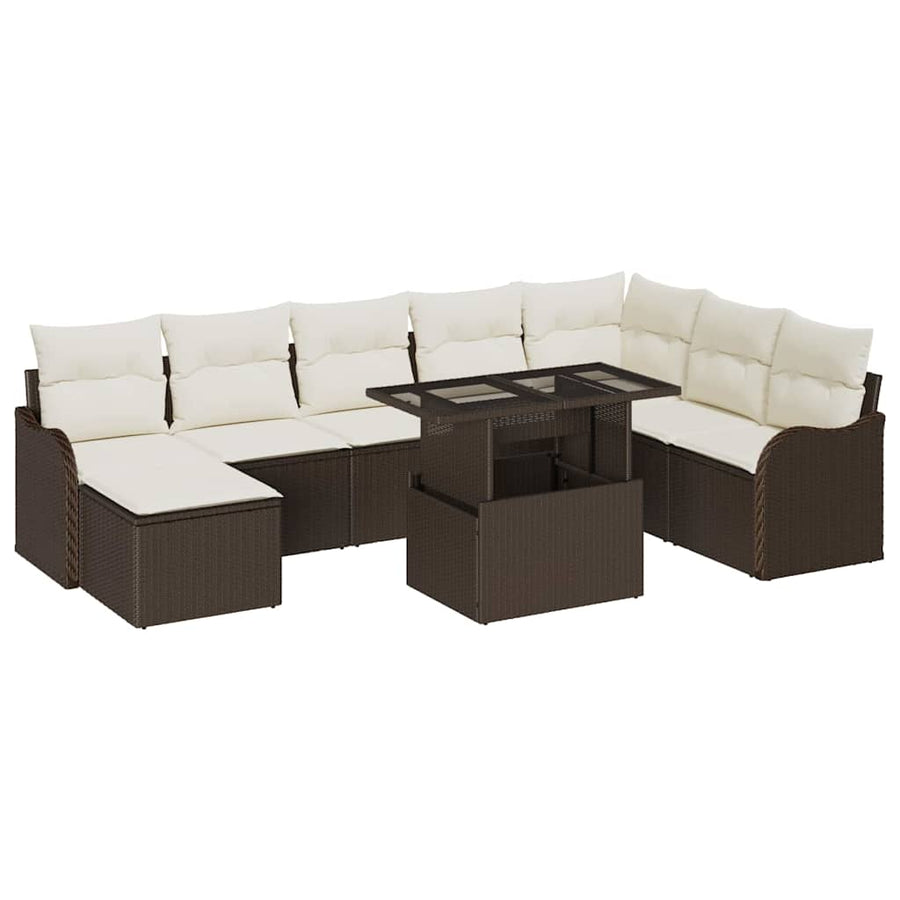 Tuin Sofa Set met kussen 9 pcs Bruin Poly riet