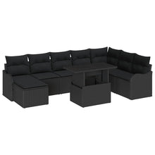 Tuin Sofa Set met kussen 9 pcs Zwart Poly riet
