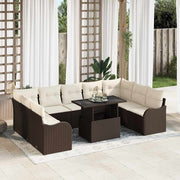 Tuin loungeset poly rotan bruin 9 zitplaatsen