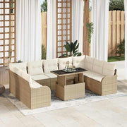 Tuinset poly riet 9 zitplaatsen beige
