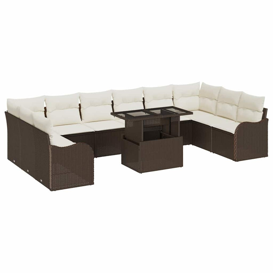 Tuin Sofa Set met kussen 11 pcs Bruin Poly riet