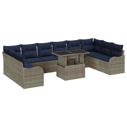 Tuin Sofa Set 11 st Grijs Poly riet