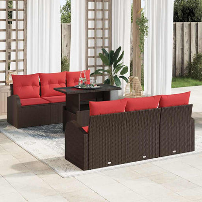 Tuin Sofa Set met kussen 7 pcs Bruin Poly riet