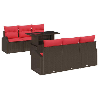 Tuin Sofa Set met kussen 7 pcs Bruin Poly riet