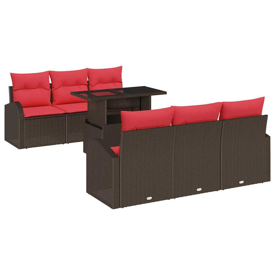 Tuin Sofa Set met kussen 7 pcs Bruin Poly riet