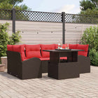 Garden Sofa Set with Cushions 7 pcs Brown poly rattan