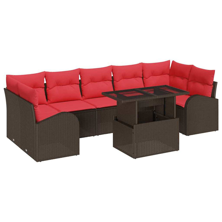 Tuin Sofa Set met opslag 8 pcs Bruin poly rattan