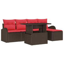Tuin Sofa Set met opslag 6 pcs Bruin poly rattan